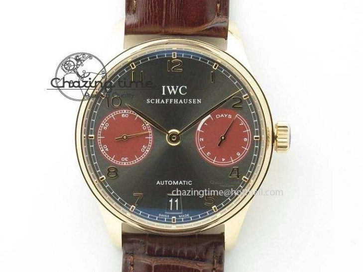 MIROTIME 0331 Unique Portuguese IW3714 Diam ZF V2 1:1 Best Edition Gray Dial On Brown Leather Strap A79350 (Slim Movement) 7250